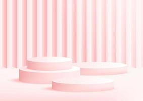 Empty podium studio pink background for product display with copy space vector