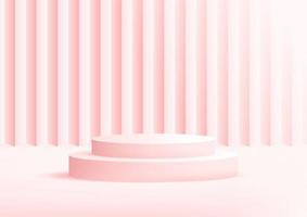 Empty podium studio pink background for product display with copy space vector