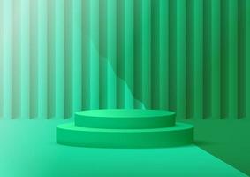 Empty podium studio green background for product display with copy space vector