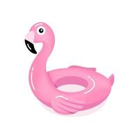 Pink flamingo anillo inflable flamingo nadar tubo aislado sobre fondo blanco. vector