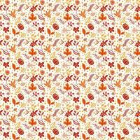 Seamless pattern with acorns, pumpkin and autumn oak leaves in Orange and Brown. Perfect for wallpaper, gift paper, pattern fills, web page background, autumn greeting cards vector