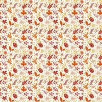 Seamless pattern with acorns, pumpkin and autumn oak leaves in Orange and Brown. Perfect for wallpaper, gift paper, pattern fills, web page background, autumn greeting cards vector