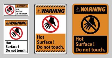 Warning Sign Hot Surface Do Not Touch On White Background vector