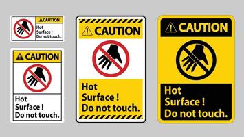 Caution Sign Hot Surface Do Not Touch On White Background vector