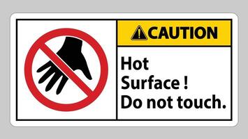 Caution Sign Hot Surface Do Not Touch On White Background vector