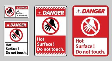 Danger Sign Hot Surface Do Not Touch On White Background vector