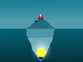 Businessman Meditation on iceberg conscious mind idea concept vector illustrator