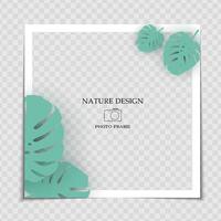 Natural Background Photo Frame Template with Monstera Palm leaves for post in Social Network vector