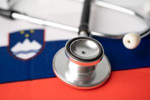 Black stethoscope on Slovakia flag photo