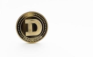 Dogecoin coin isolated on white background Copy space