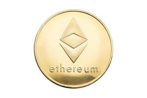 Ethereum coin isolated on white background