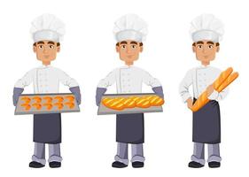 Handsome baker in professional uniform vector