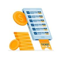 Online movie ticket purchase concept vector