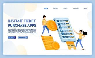 Landing page illustration of instant ticket purchase apps vector