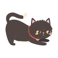 black cat cartoon pet white background vector