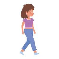 woman character walking cartoon female white background vector