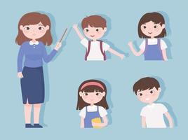 teacher students characters vector