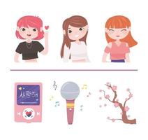 cultura kpop coreana vector