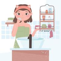 girl skincare routine vector