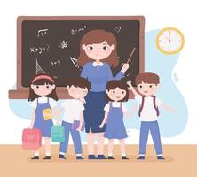 teacher students blackboard vector