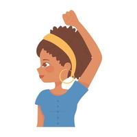 cute afro american girl raised arm character vector