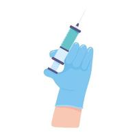 vaccine medical hand with syringe design vector