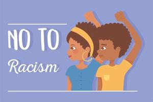 black lives afro girl and boy raised hands protest no to racism vector