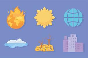 cambio climático iconos vector