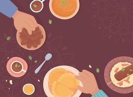 people eating food vector