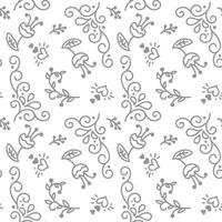 Abstract seamless spring scandinavian pattern. Casual flower wallpaper design element. Monochrome hand drawn texture with flower vector
