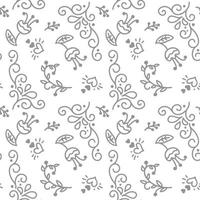 Abstract seamless spring scandinavian pattern. Casual flower wallpaper design element. Monochrome hand drawn texture with flower vector