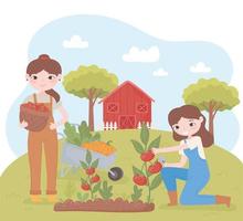 women farmers farming vector