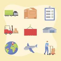 logistic cartoon set vector