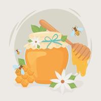 tarro de miel de abejas vector