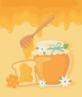 honey jar bread vector