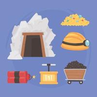 mining icons set vector