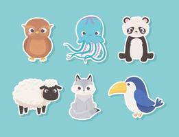 cute animals sticker vector
