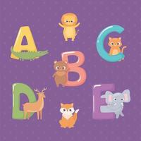 conjunto de animales del alfabeto inglés vector