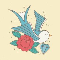 bird flower diamond vector