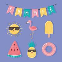 summer celebration icons vector