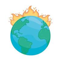 burning global warming vector