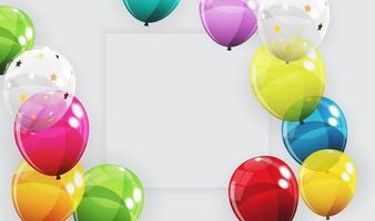 Fondo de vacaciones abstracto con globos para promoción publicitaria y tarjeta de cumpleaños o invitación vector