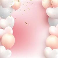 colored Balloons with Hearts on pink vector