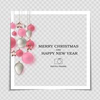 Merry Christmas and Happy New Year Photo Frame Template vector