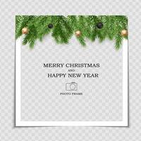 Merry Christmas and Happy New Year Photo Frame Template vector