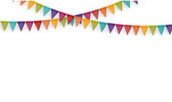 Banner with garland of flags and ribbons Holiday Party background for birthday party carnava vector