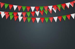 Banner con guirnalda de banderas y cintas Fondo de fiesta navideña para fiesta de cumpleaños carnava vector