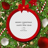 Merry Christmas and Happy New Year Photo Frame Template vector