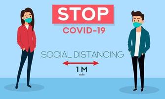 concepto de distancia social, banner web prevención de coronavirus vector