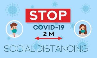 Social Distance concept, web banner coronavirus prevention vector